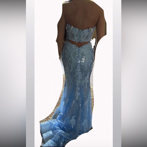 Blue Sherri hill dress size 0-00 - Picture 2 of 2